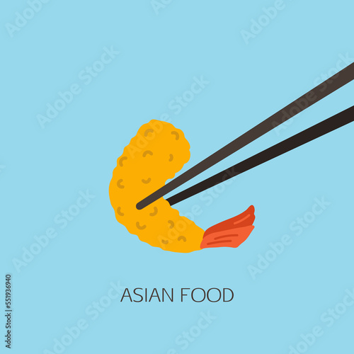 Japanese tempura shrimp hand drawn illustration