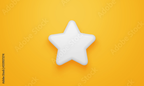 Minimal star symbol on yellow background. 3d rendering.