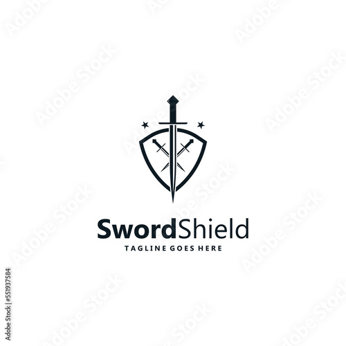 sword and shield logo design.
