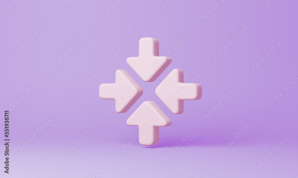 Minimal Arrow In symbol on purple background. 3d rendering. Minimal Arrow In symbol on purple background. 3d rendering.