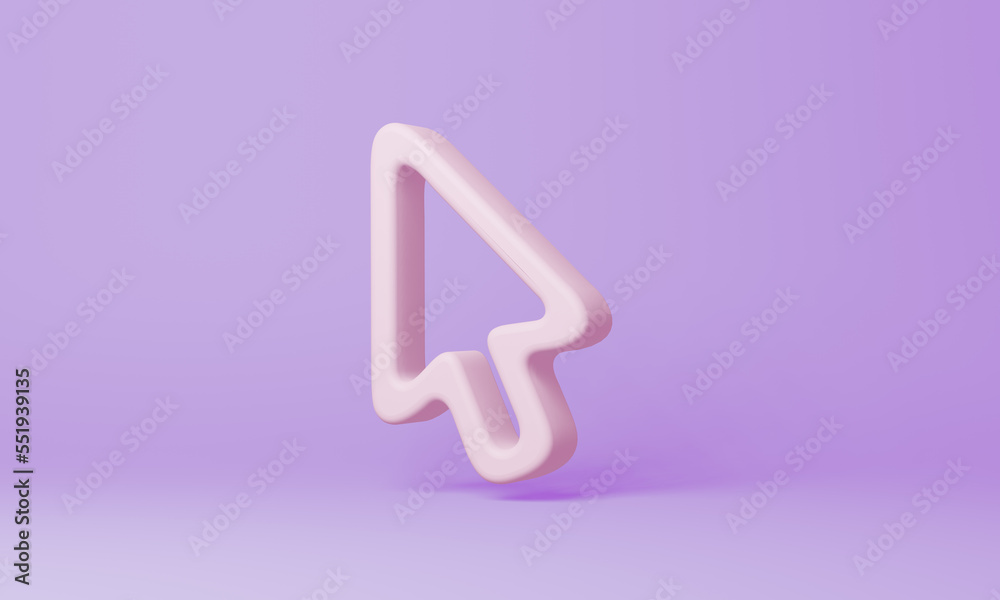Minimal cursor symbol on purple background. 3d rendering. Minimal cursor symbol on purple background. 3d rendering.