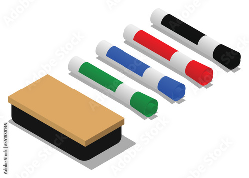Eraser and marker 3d vector