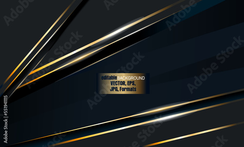 Luxurious black background with golden lines element 3D style. Graphic design element, Golden lines luxury on white overlap gold brown