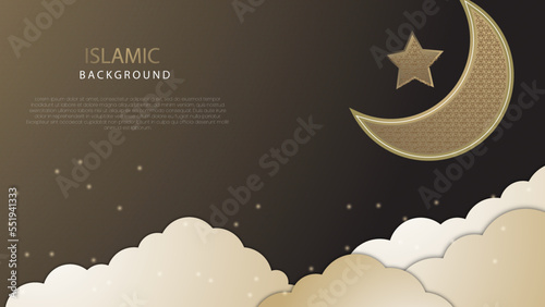 Abstract background with islamic ornament, arabic geometric texture. Golden lined tiled motif.
