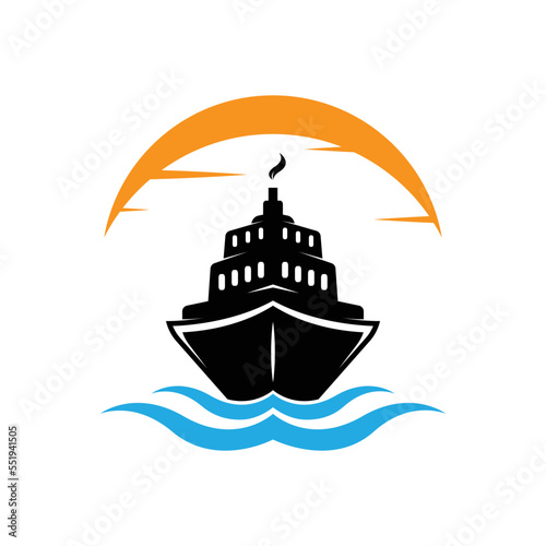 cruise ship logo design template illustration