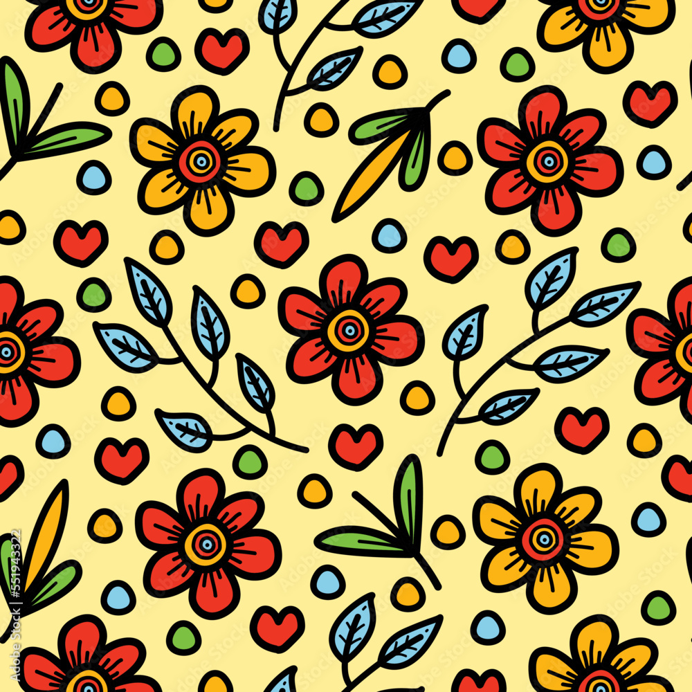 Plant illustration pattern design for decorative element Plant illustration pattern design for decorative element