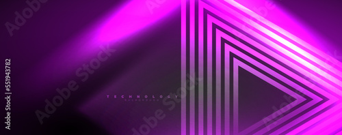 Neon glowing lines and angles  magic energy space light concept. Vector illustration for wallpaper  banner  background  leaflet  catalog  cover  flyer