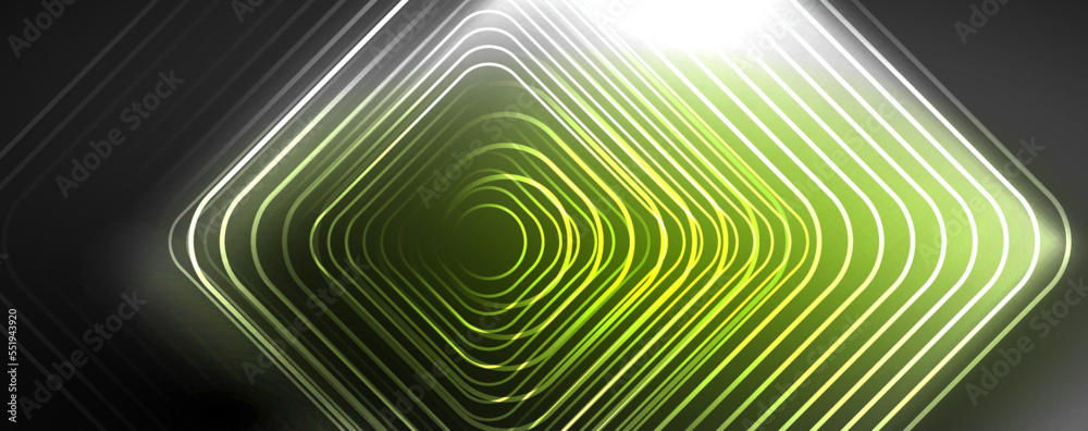 Neon glowing lines and angles, magic energy space light concept. Vector illustration for wallpaper, banner, background, leaflet, catalog, cover, flyer Neon glowing lines and angles, magic energy space light concept. Vector illustration for wallpaper, banner, background, leaflet, catalog, cover, flyer