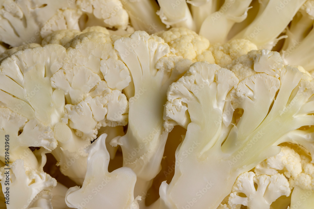 Cauliflower close up during cooking, fresh raw cauliflower Cauliflower close up during cooking, fresh raw cauliflower