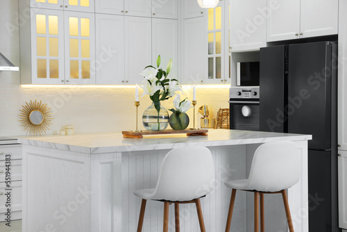 Luxury kitchen interior with new stylish furniture © New Africa