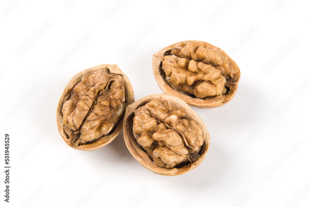 Walnut kernel, Nuts isolated on white background. Walnut kernel, Nuts isolated on white background.