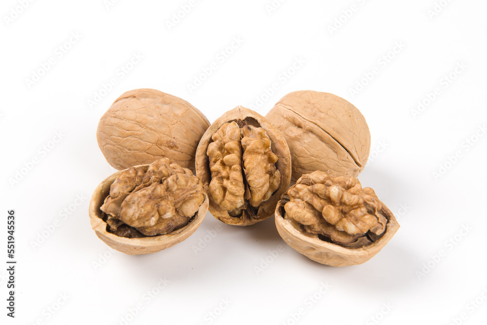 Walnut kernel, Nuts isolated on white background. Walnut kernel, Nuts isolated on white background.