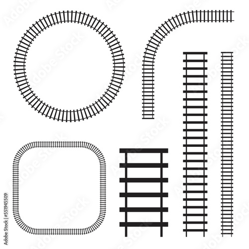 Creative vector illustration of curved railroad isolated on background.  Abstract concept graphic element.
