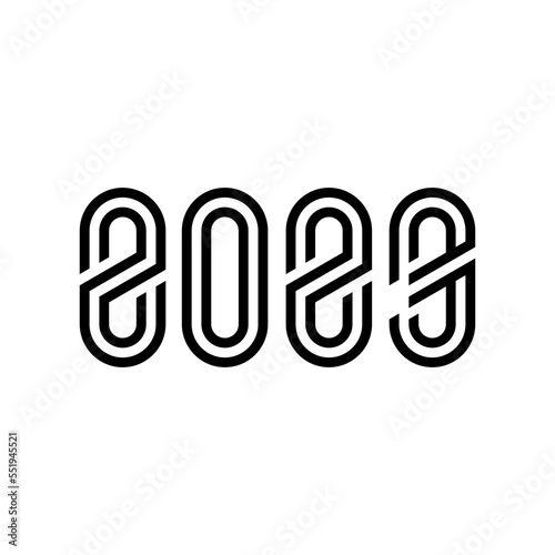 Happy New Year logo text design 2023 number design template. Happy New Year symbols