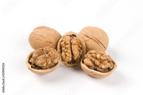 Walnut kernel, Nuts isolated on white background.