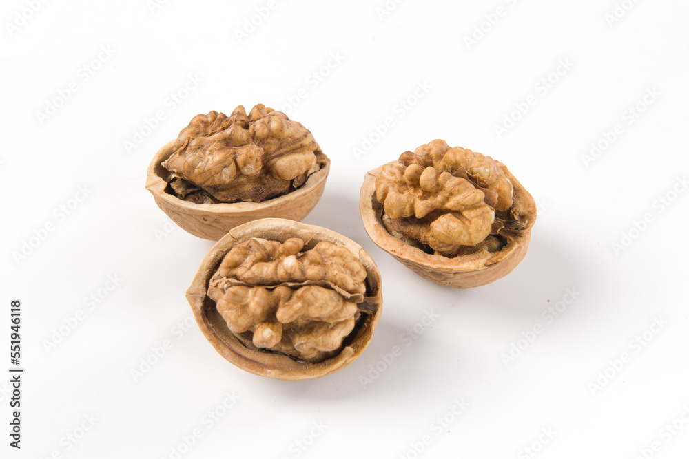 Walnut kernel, Nuts isolated on white background. Walnut kernel, Nuts isolated on white background.