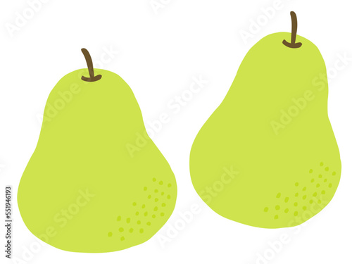 かわいい洋梨のラフランス2個セット／手描きイラスト