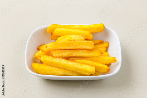 French fries Snack food crispy potato . Fast food or  snacks concept. Patates cips.