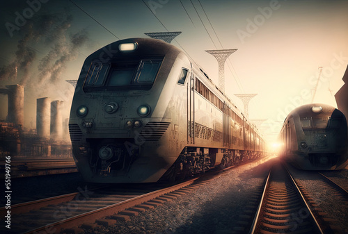 Transport idea including trains and railroads. Generative AI