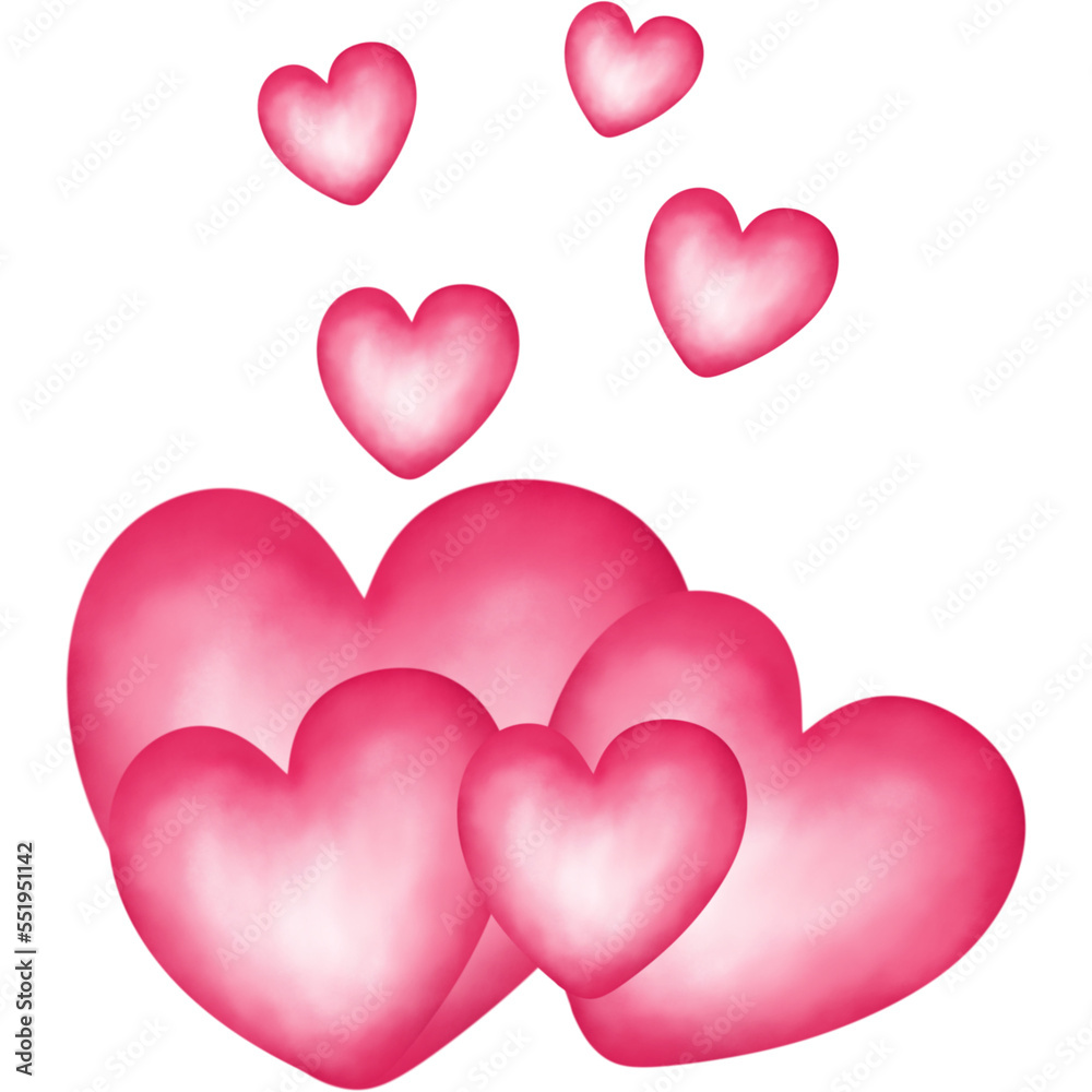 Watercolor pink hearts. Valentine’s Day,greeting cards,birthday cards,etc.