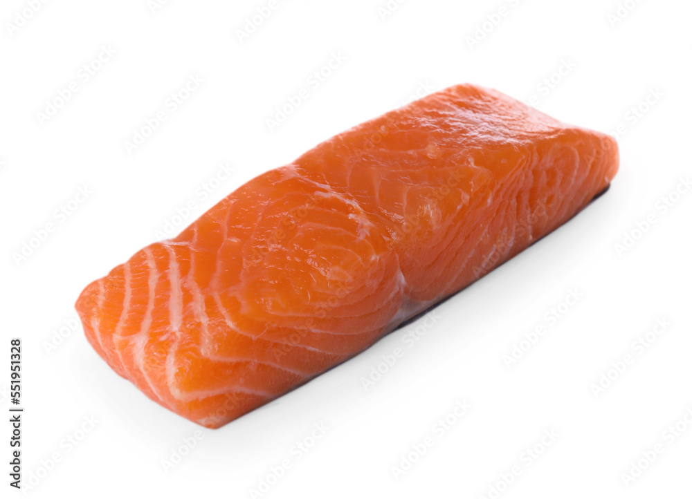 Piece of fresh raw salmon isolated on white Piece of fresh raw salmon isolated on white