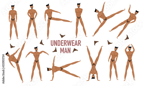 underwear man character pose vector design with movable pose character