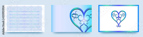 ベクターハートイラストの　メッセージが書ける長方形テンプレートカード/ポストカード/メモ/背景/壁紙/ビジネス