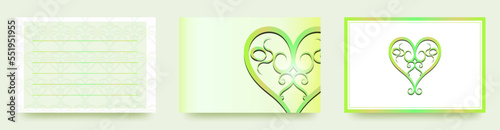 ベクターハートイラストの　メッセージが書ける長方形テンプレートカード/ポストカード/メモ/背景/壁紙/ビジネス