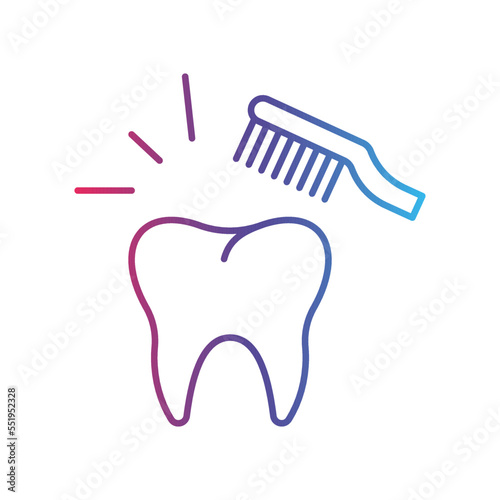 Toothbrush and toothpaste line gradient icon, logo style