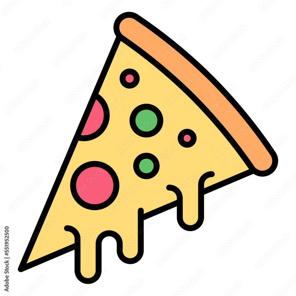Illustration of a Piece of Pizza design Icon Illustration of a Piece of Pizza design Icon