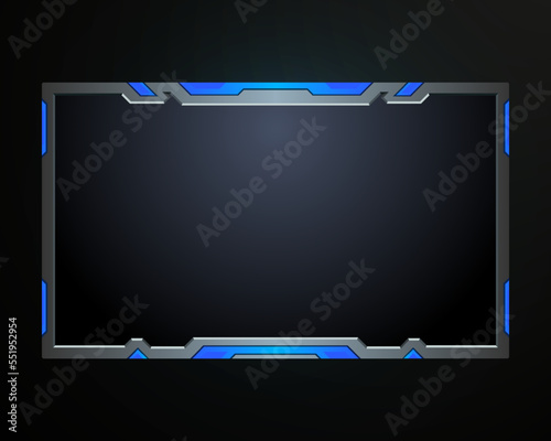 Abstract metal border live stream overlay webcam video interface screen frame template