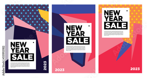 Vector New Year Sale 2023 with colorful abstract background for banner advertising