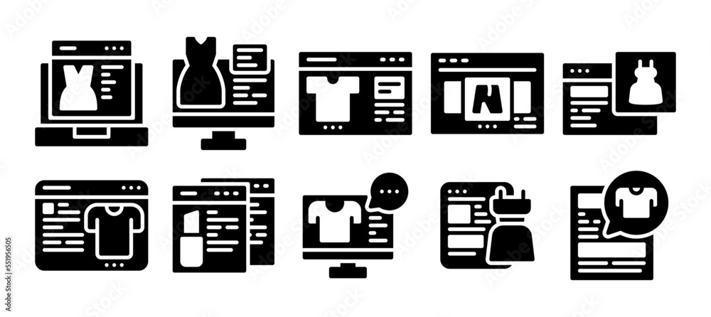 fashion icon set. vector illustration with a different style. solid style icon