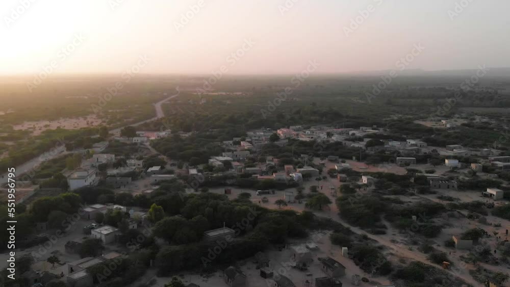 Rural Village In Sindh. Aerial Ascending Dolly Back Rural Village In Sindh. Aerial Ascending Dolly Back