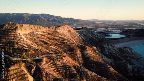 The Gebas ravines are a protected landscape in the Region of Murcia, Spain. Behind it many plantages. photo