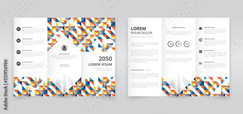 Modern and colorful trifold brochure template, trifold flyer layout, pamphlet, leaflet