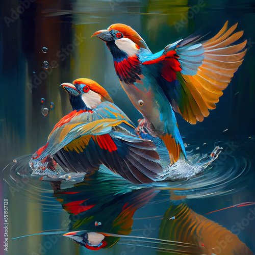 Colourful Birds Flying © Peter