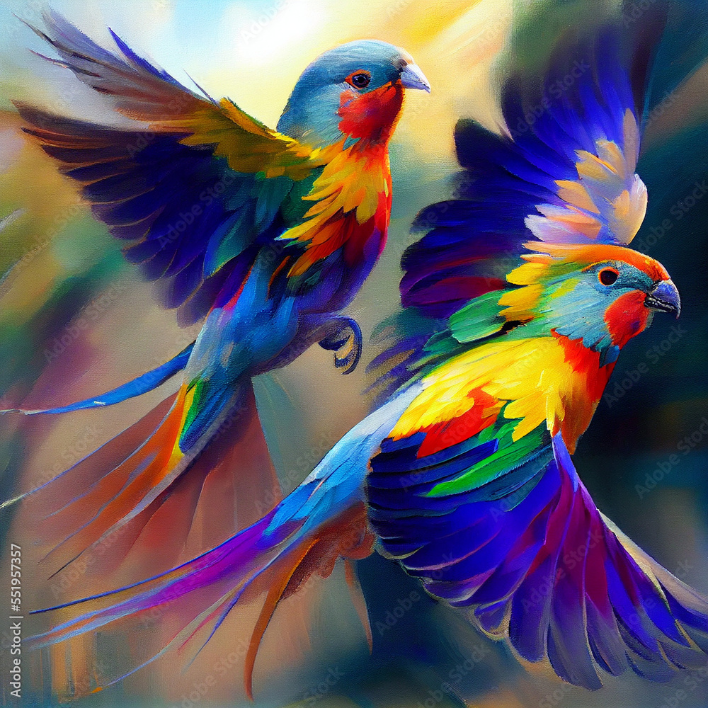 Obraz premium Colourful Birds Flying
