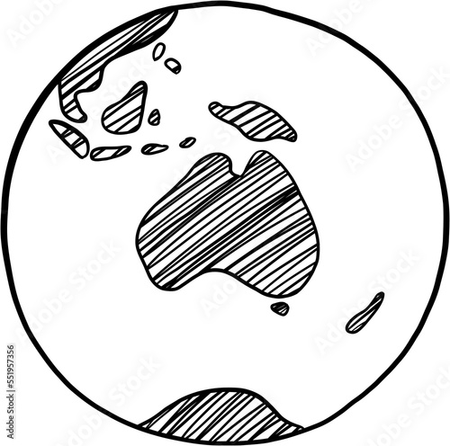 earth doodle freehand drawing.