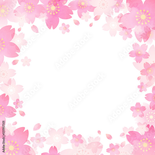 淡い桜の花のベクターイラストフレーム背景