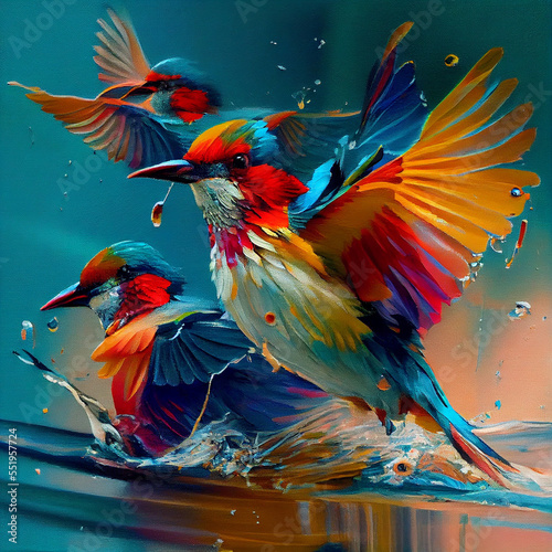 Colourful Birds Flying © Peter