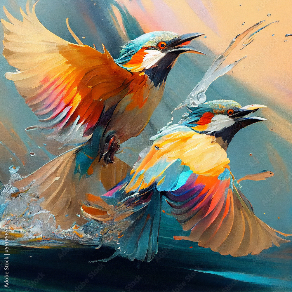 Obraz premium Colourful Birds Flying