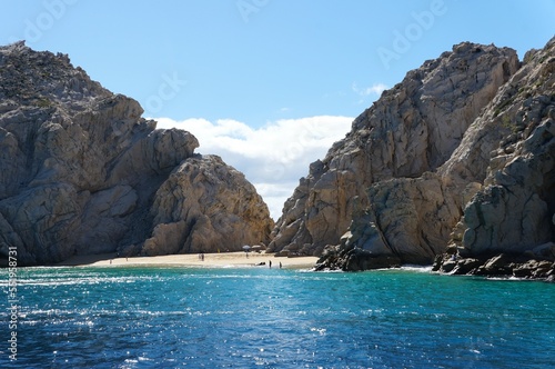 The view of Lover's Beach and the rock formation near Cabo San Lucas, Mexico