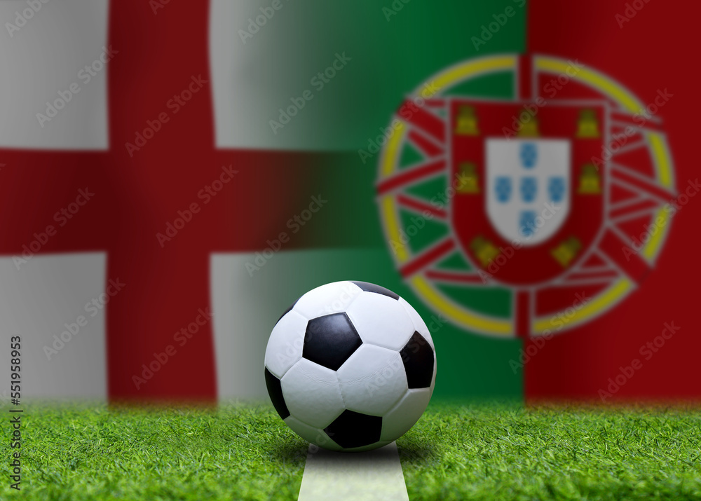 Fototapeta premium Football Cup competition between the national England and national Portuguese.