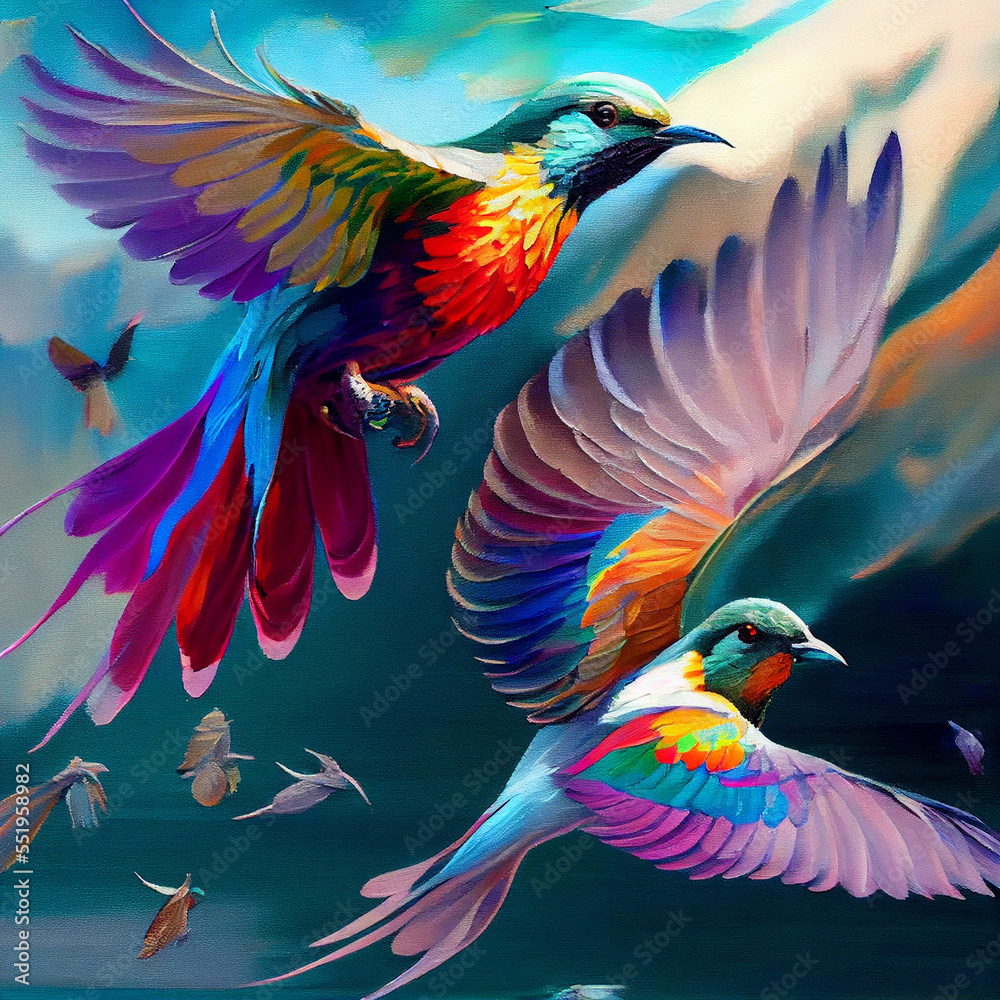 Obraz premium Colourful Birds Flying