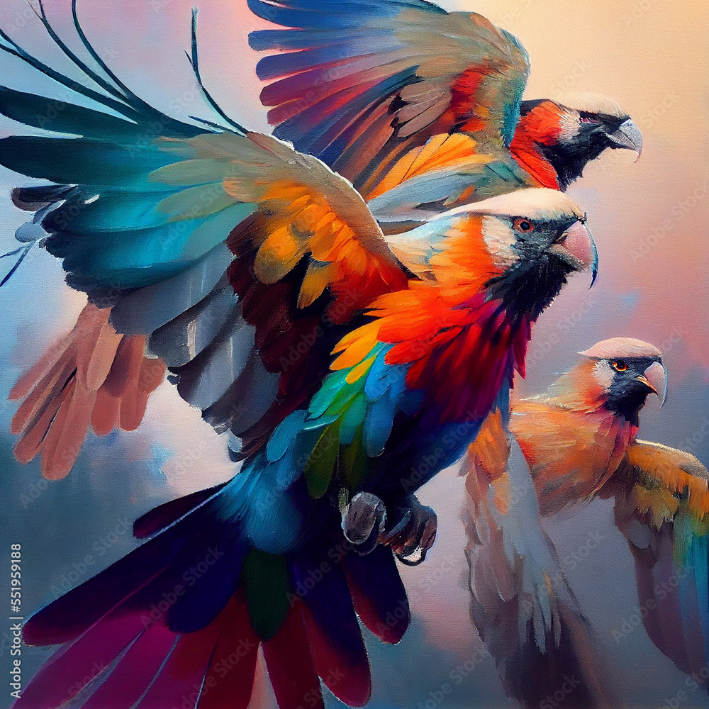 Fototapeta premium Colourful Birds Flying