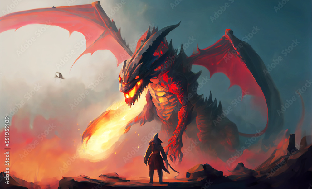 Illustration Fire Dragon Drache