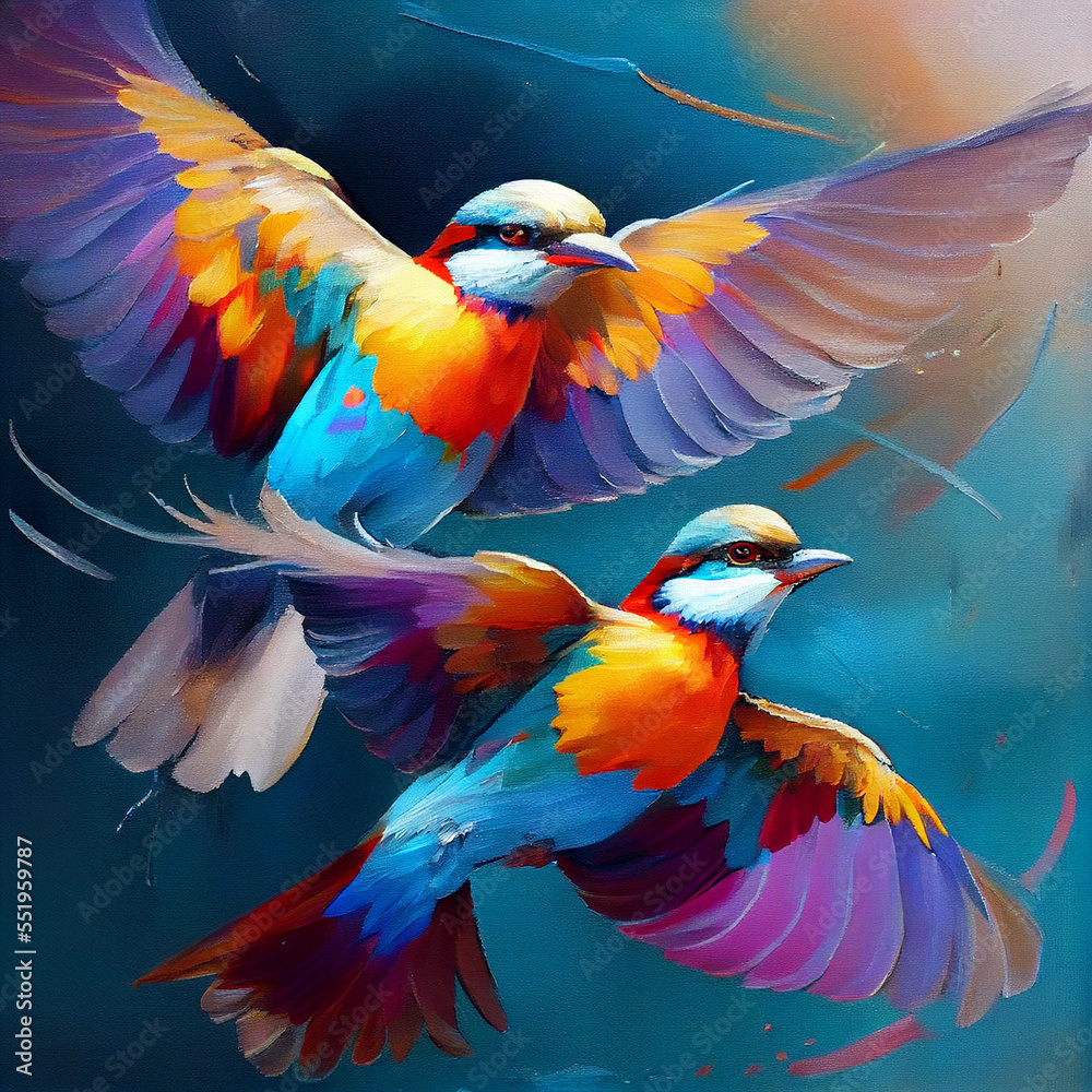 Fototapeta premium Colourful Birds Flying