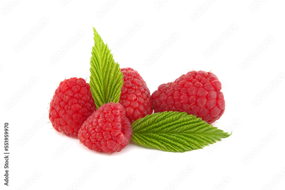 Raspberry berries isolated on white background Raspberry berries isolated on white background
