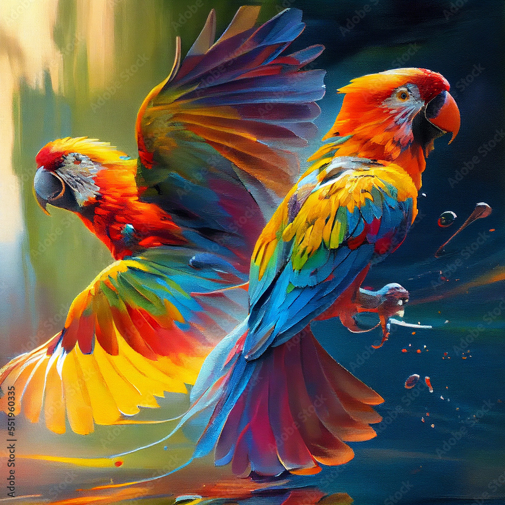 Obraz premium Colourful Birds Flying
